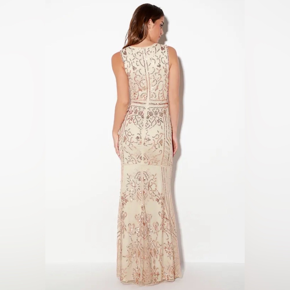 Lulu's Cream and Rose Gold Embellished Maxi Dress - Picture 3 of 3